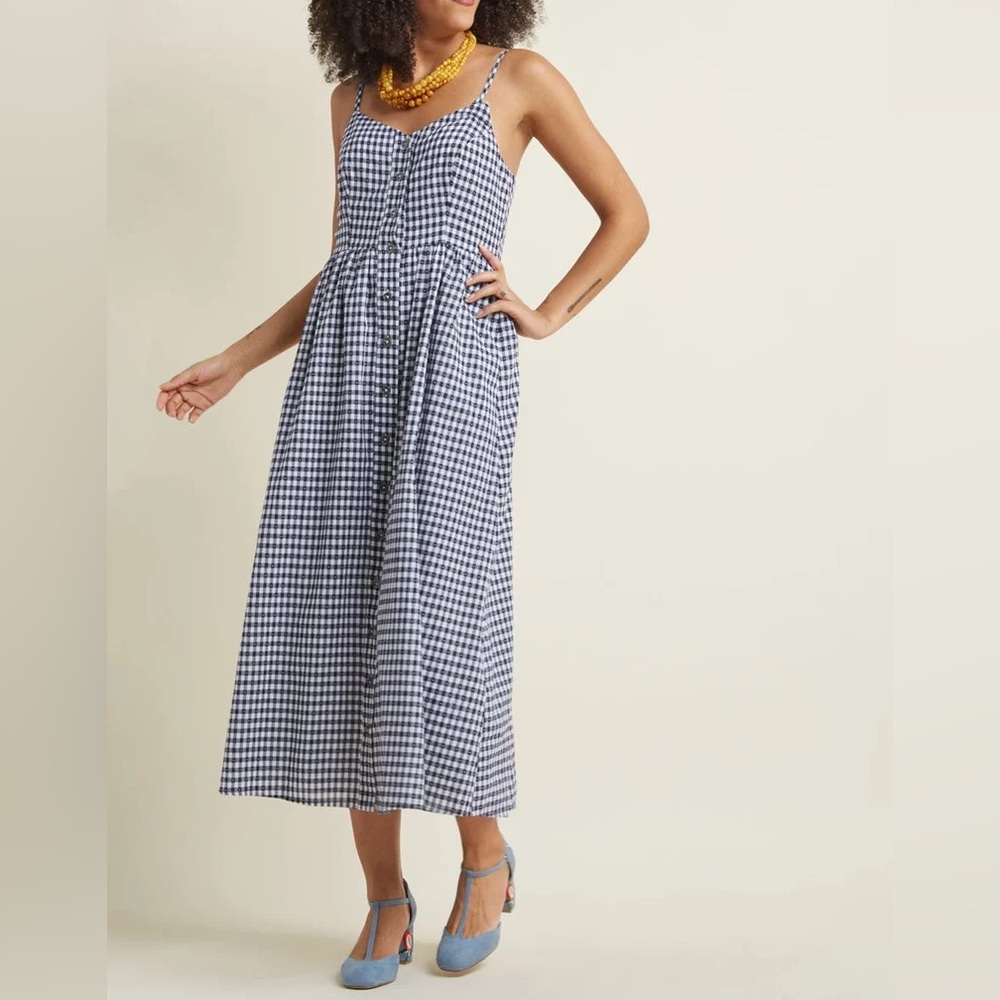 ModCloth Quite Clearly Charismatic Gingham Midi Dress